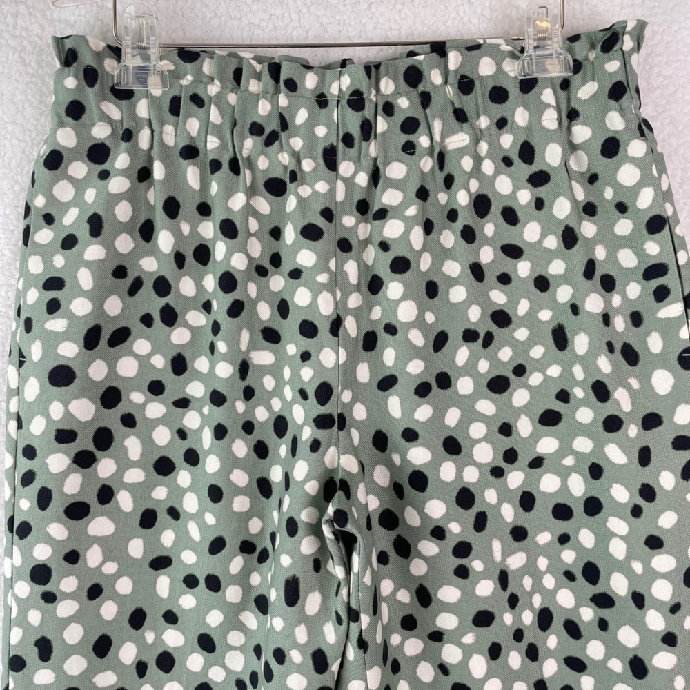 Ann Taylor Women Green Polka Dot Paperbag Waist Tapered Pants Size L NWT Pokets